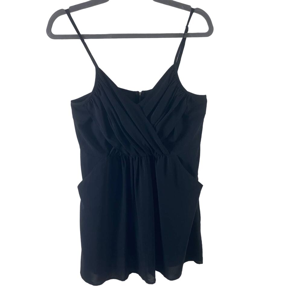 Lolita Black Sheer Adjustable Spaghetti Strap Mini Dress Pockets Size Large